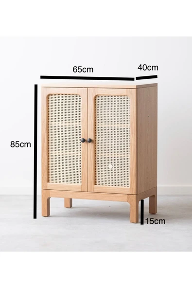 One Design Oyuncak Dolabı Hasır Kapaklı Ahşap Oyuncak Dolabı Ahşap Dolap - 2