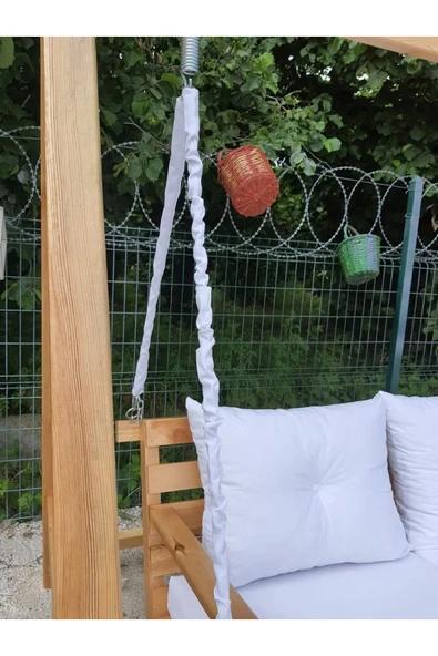 Buğlem Berzbuğ Wooden Kurdale Salıncak 140 Cm Minderli Bahçe Teras Balkon - 2