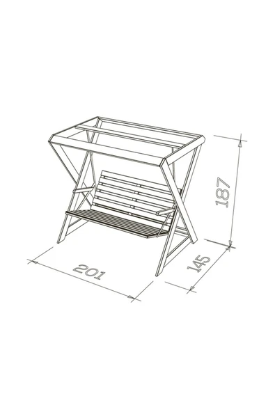 Modelsan Holox Yataklı Iroko Ahşap Salıncak Dış Mekan Bahçe, Teras Salıncağı -Lacivert - 2