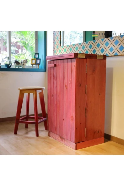 Mywoodteks Ahşap Pembe Bar Dolabı Alkol Dolabı Içki Dolabı Çok Amaçlı Dolap - 5