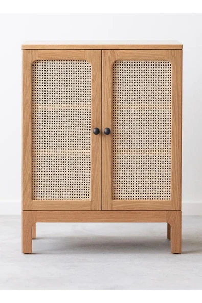 One Design Oyuncak Dolabı Hasır Kapaklı Ahşap Oyuncak Dolabı Ahşap Dolap - 4