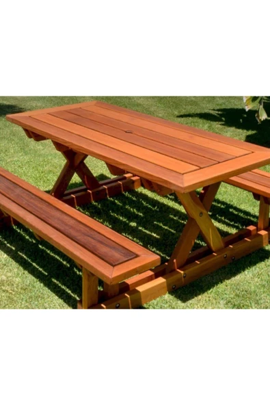 Buğlem Ahşap Bahçe Piknik Masası (Oturak 240Cm) Sedir,Masa,Bank - Resim 2