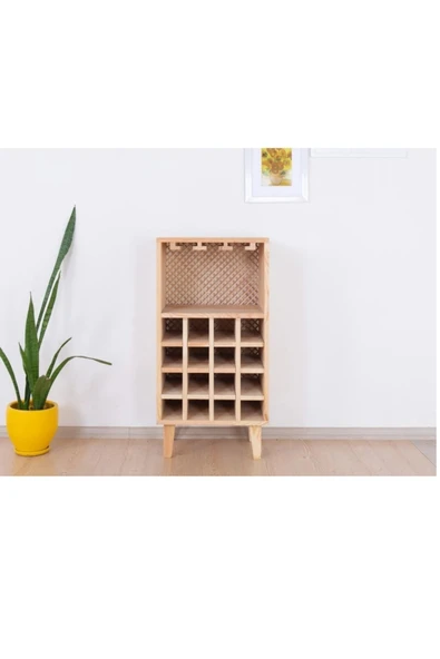 2K Wood Design Ahşap Açık Model Bar Dolabı İçki Standı