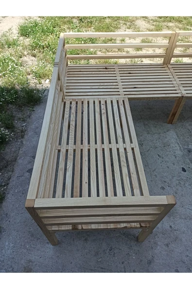 Home Ahşap Bahçe Mobilyası, 3 Modül Sedir, Geçme Sistem - 6
