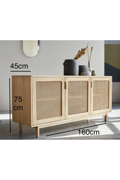 One Design İskandinav Masif Ahşap Konsol 160Cm - 2