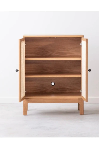 One Design Oyuncak Dolabı Hasır Kapaklı Ahşap Oyuncak Dolabı Ahşap Dolap - 3