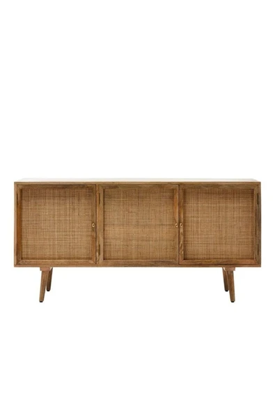 2K Wood Design Ahşap Kumaş Detaylı Kapak Konsol Büfe - 2