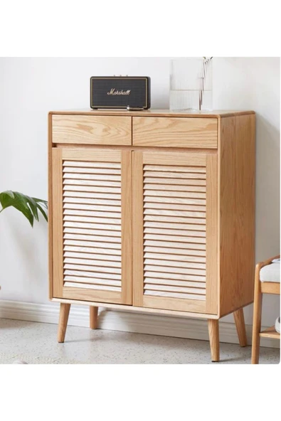 One Design 2 Kapaklı Ahşap Dolap Ahşap Lüks Ayakkabılık Ahşap Mutfak&Banyo&Hol Dolap Vestiyer - 2