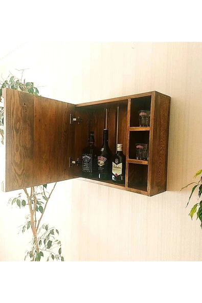 Clm Ahşap Dekoratif Içki Kadeh Dolabı - 3