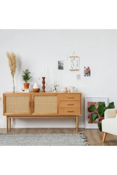 Piacenza Ahşap 100% Doğal Hazeranlı Konsol Ahşap Salon Ve Yaşam Alanları Için Pia Tasarım Ürünü ürün görseli