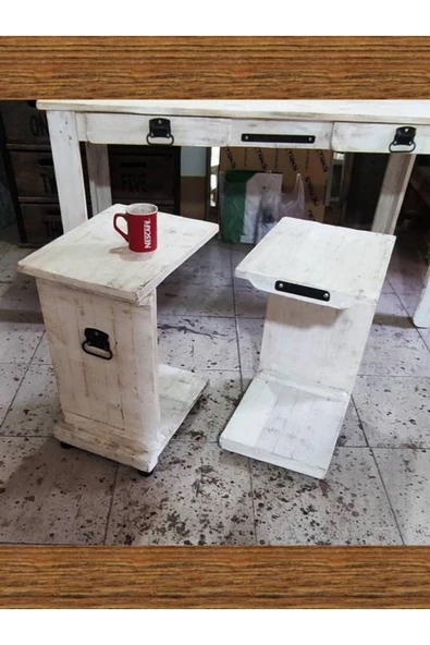 BALIKESİR ADA SANAT C Sehpa Ahşap Eskitme Retro Consept - Resim 2