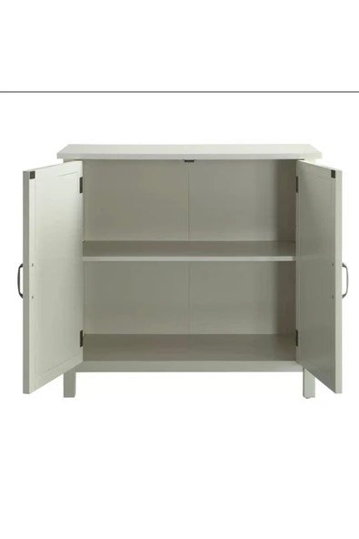 One Design Beyaz Ahşap Dolap Masif Ahşap Kapaklı Dolap 80X80X35 - 3