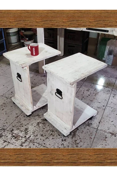 BALIKESİR ADA SANAT C Sehpa Ahşap Eskitme Retro Consept - Resim 7