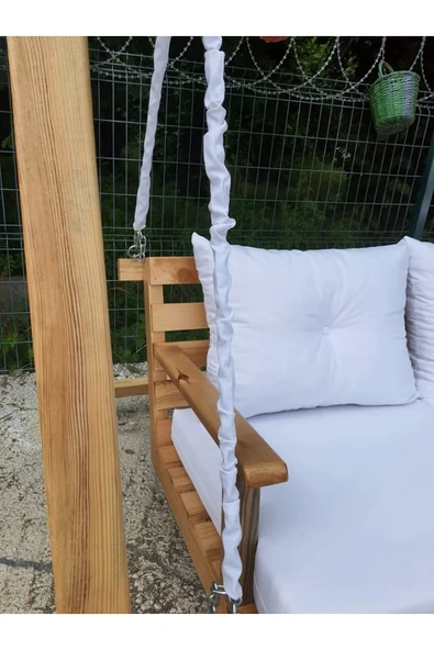Buğlem Berzbuğ Wooden Kurdale Salıncak 140 Cm Minderli Bahçe Teras Balkon - 3