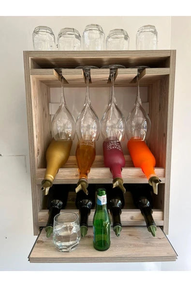 Montemo Şişelik-Şişelik Dolabı-Şişelik Rafı-Bardaklık-Bardaklık Rafı-İçecek Standı-Mini Bar - 4