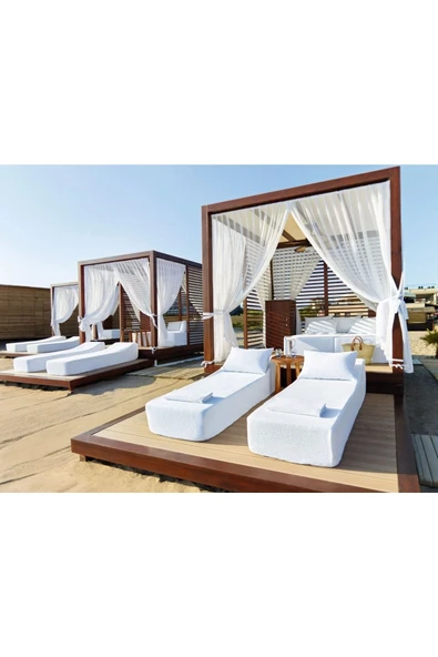 Berzbuğ Ultra Lüks Ahşap Bahçe Yatağı Sehpa Dolap 400Wx220Dx200H