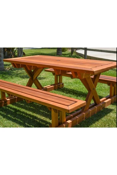 Buğlem Ahşap Bahçe Piknik Masası (Oturak 240Cm) Sedir,Masa,Bank - Resim 3