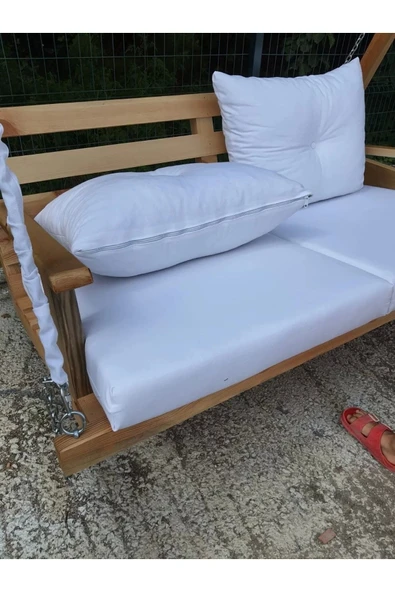 Buğlem Berzbuğ Wooden Kurdale Salıncak 140 Cm Minderli Bahçe Teras Balkon - 8