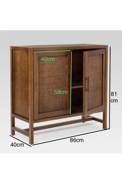 One Design Hasır Vitrin Hazeran Gümüşlük Doğal Ahşap Vitrin - 3