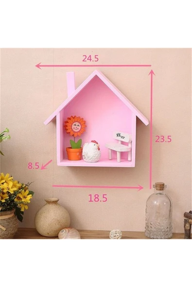 munywood Çocuk Tasarım Çocuk Odası Rafı Dekoratif Ahşap Ev - 2