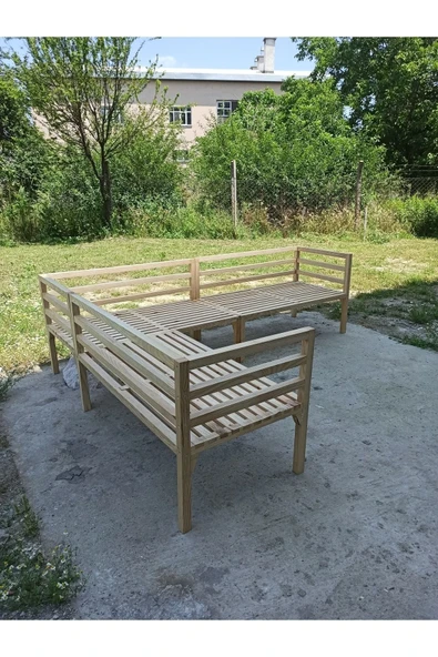 Home Ahşap Bahçe Mobilyası, 3 Modül Sedir, Geçme Sistem - 5