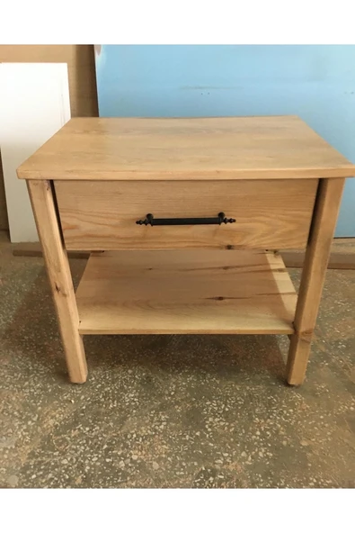 One Design Yan Sehpa Dekoratif Koltuk Yanı Sehpa Doğal Ahşap Sehpa Akçağaç Renkli Sehpa ürün görseli