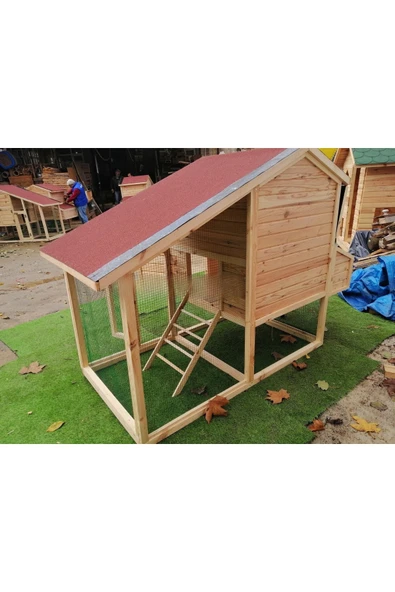 Kemirgen Market V Çatılı Ahşap Hobi Tavuk Kümesi - 3