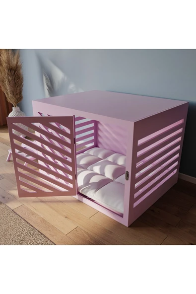 Valdi Modern Köpek Kulübesi Büyük Boy V Kapı Model, El Yapımı, Birinci Sınıf Ahşap, Hediye Mama Kabı