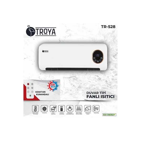 Troya TR-528 Uzaktan Kumandalı 2000 W Duvar Tipi Fanlı Isıtıcı - 5