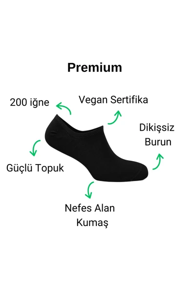 Elchee wear  Vegan Bambu Unisex Babet Görünmez Çorap Siyah 8'li - Resim 2