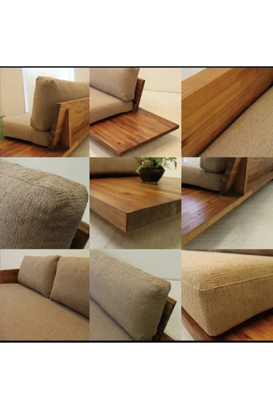 Alp E Ticaret Ahşap Çam Masif Sedir Balkon Bahçe Salon Oturma Grubu - Resim 2