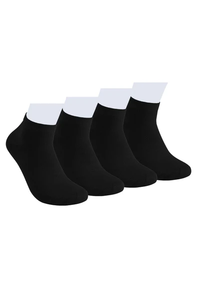Elchee wear  Bambu Erkek Patik Siyah Çorap 4'lü