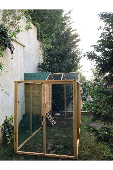 Kemirgen Market Telli Kafesli Ahşap Tavuk Kümesi - 5