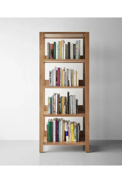 One Design Kitaplık Masif Kitaplık Ahşap Raf Ünitesi - 2