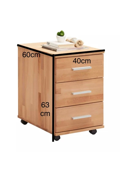 One Design Tekerlekli Ofis Dolabı Çekmeceli Stand Tekerlekli Ahşap Ofis Dolabı - 2