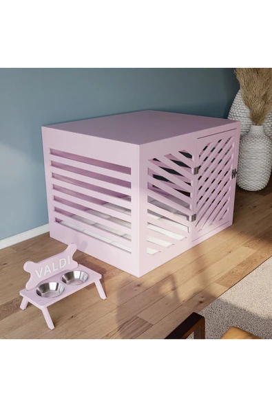 Valdi Modern Köpek Kulübesi Büyük Boy V Kapı Model, El Yapımı, Birinci Sınıf Ahşap, Hediye Mama Kabı - 3