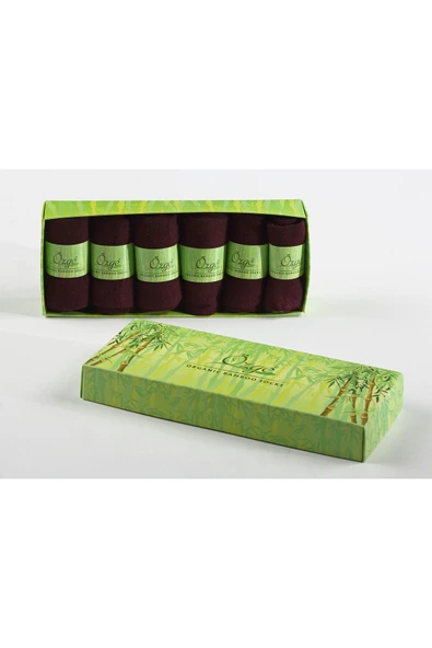 Özge  6'lı Premium Bambu Soket Çorap - Bordo - Kutulu - Resim 2