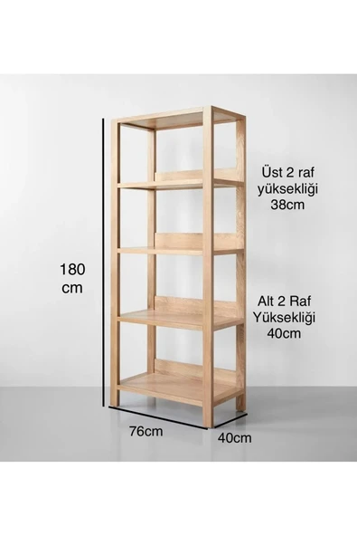 One Design Kitaplık Masif Kitaplık Ahşap Raf Ünitesi - 3