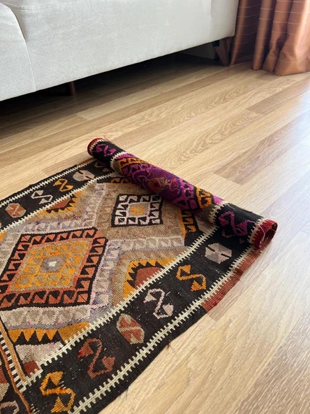 58x90 cm El Dokuma Renkli Küçük Antik Halı, Vintage Tutkunları için Anadolu Yün Halısı - 2