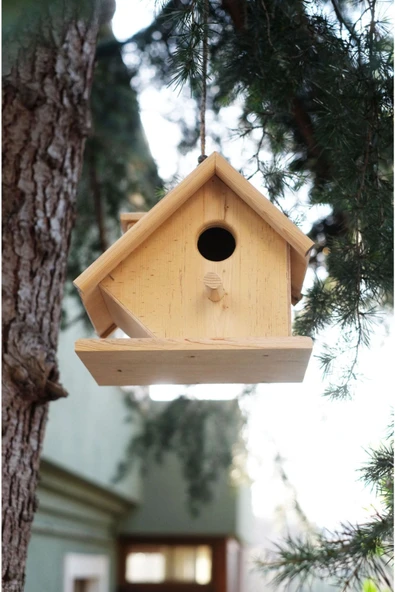 Kocabirekip Ahşap Kuş Yuvası Sedir Masif Dekoratif Kokulu Ağaç Yerli Imalat El Yapımı Doğal Wooden Bird House - 3