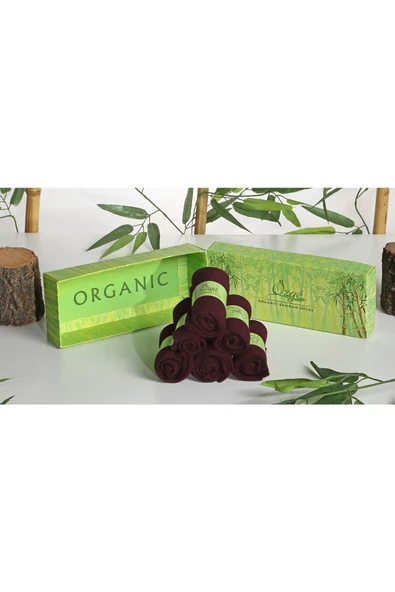 Özge  6'lı Premium Bambu Soket Çorap - Bordo - Kutulu - Resim 3