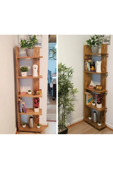 DizyWood Ahşap Masif Doğal Kitaplık Raf Düzenleyici Dekoratif - 4