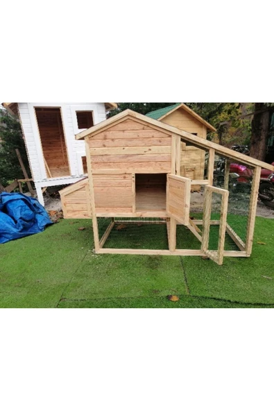 Kemirgen Market V Çatılı Ahşap Hobi Tavuk Kümesi - 1