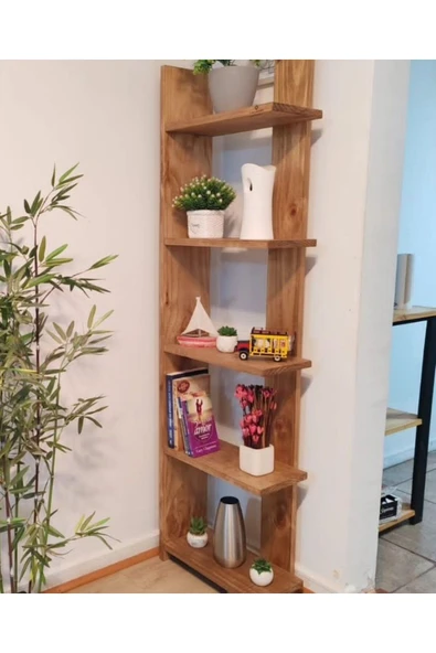DizyWood Ahşap Masif Doğal Kitaplık Raf Düzenleyici Dekoratif - 3
