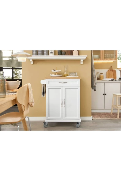 one design Masif Ladin ve Çam Ahşap Tekerlekli Dolap Sehpa - 3