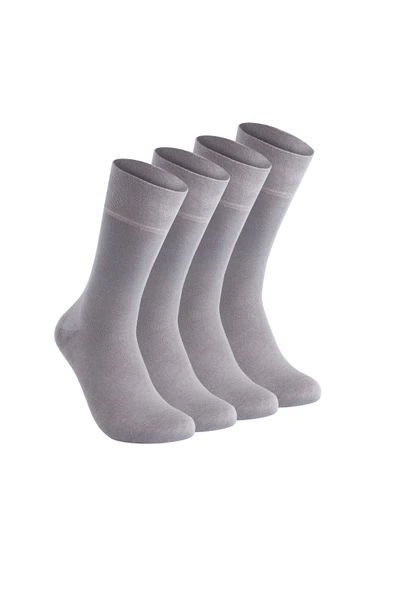 Elchee wear  Vegan Ve Organik Gri Bambu Unisex Oversize, Büyük Beden Çorap 4 Çift 45-48 - Resim 2
