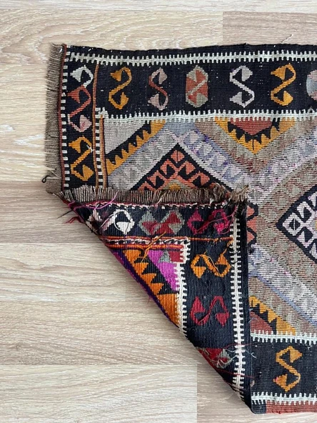 58x90 cm El Dokuma Renkli Küçük Antik Halı, Vintage Tutkunları için Anadolu Yün Halısı - 7