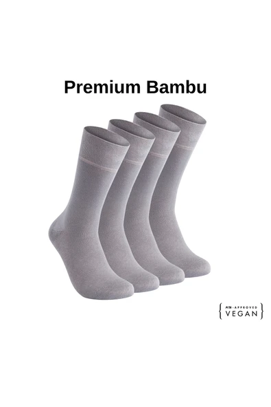 Elchee wear  Vegan Ve Organik Gri Bambu Unisex Oversize, Büyük Beden Çorap 4 Çift 45-48