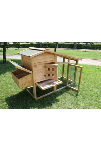 De Mobilya V Çatılı Ahşap Tavuk Kümesi - Resim 2