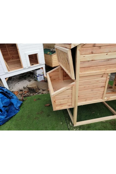 Kemirgen Market V Çatılı Ahşap Hobi Tavuk Kümesi - 6